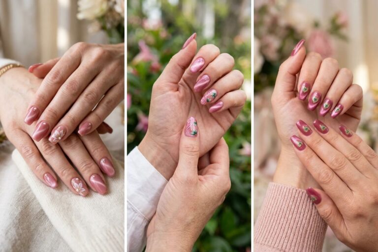 18 Pink Cat Eyes Nails with Romantic Pink Magnetic Shine