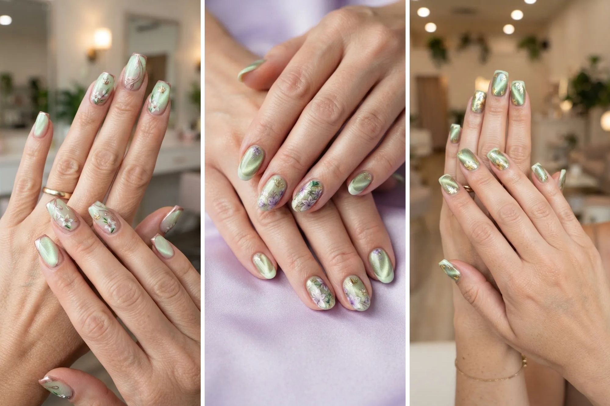 14 Light Green Cat Eye Nails for a Fresh and Elegant Look