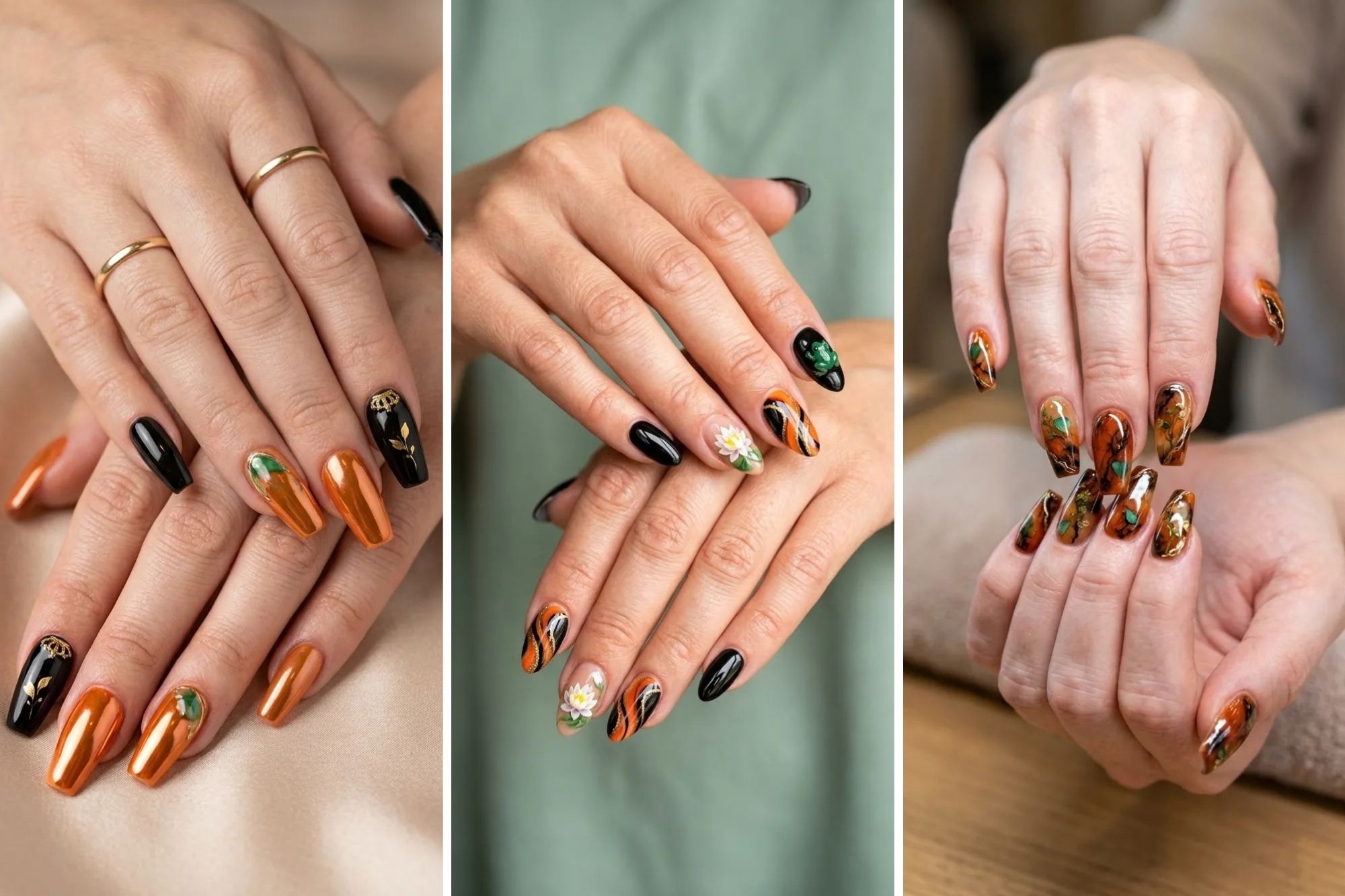 17 Orange and black nails for an Eye-Catching Autumn Look