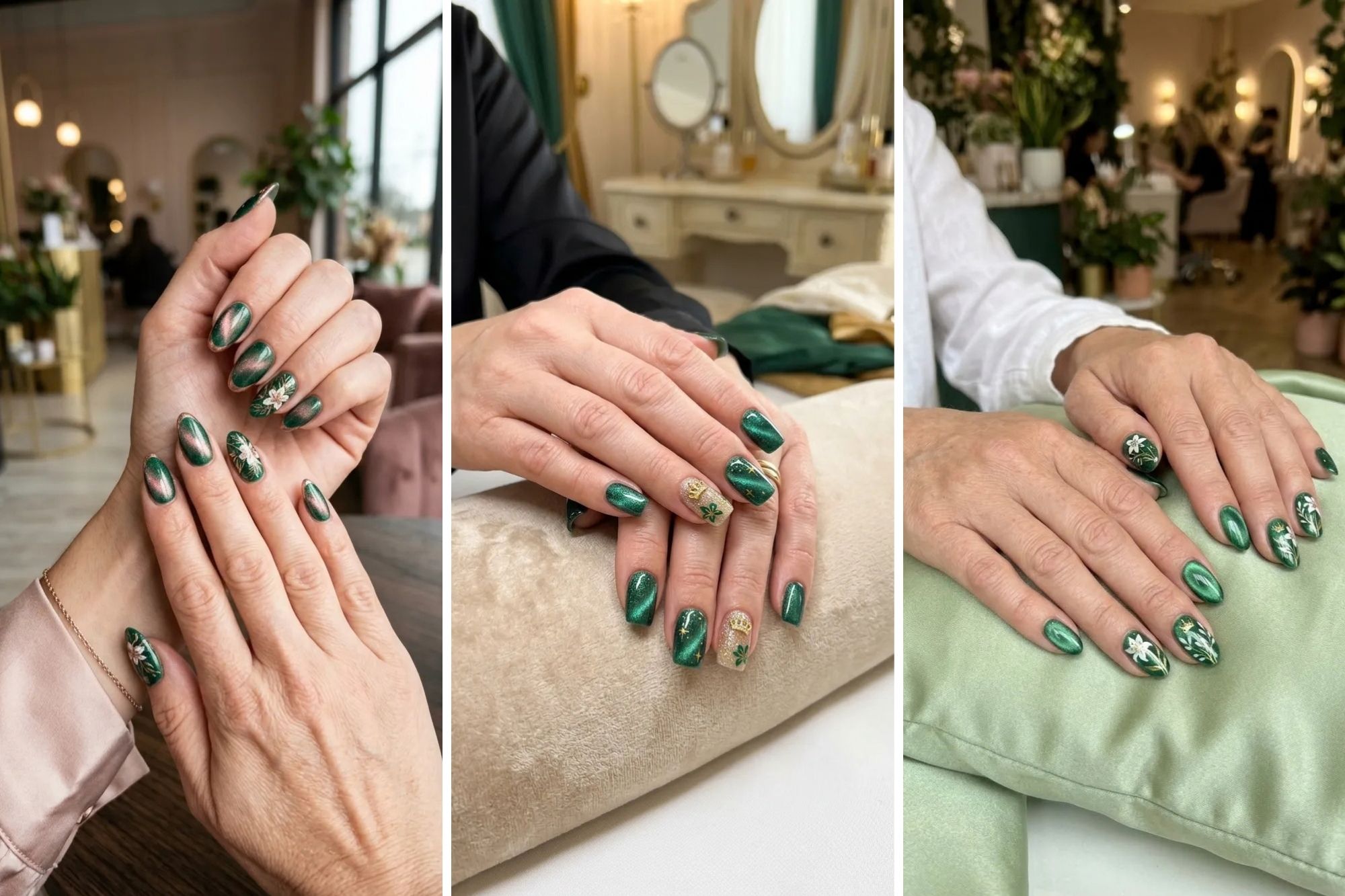 18 Emerald Green Cat Eye Nails for a Rich Glamorous Style